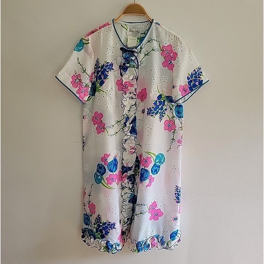 Vintage Dela Ann Loungewear House Dress Button Up Floral Casual Mod Retro‎ 60s